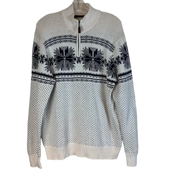 Men’s Fair Isle 1/4 Zip Aspen Sweater- Sz M - Picture 1 of 15